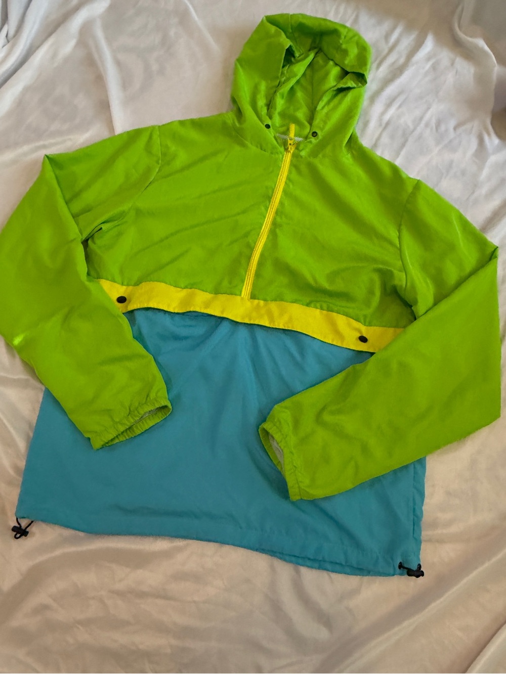 Green Hooded Colorblock Utility Windbreaker Jacket - Picture 3 of 6